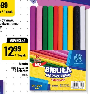 Bibuła marszczona 10 kolorów Astra promocja w POLOmarket