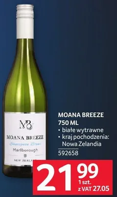 Wino MOANA BREEZE 750 ML białe półwytrawne promocja w Selgros