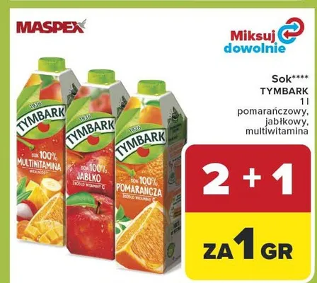 Sok pomarańczowy, jabłkowy, multiwitamina promocja w Carrefour Market
