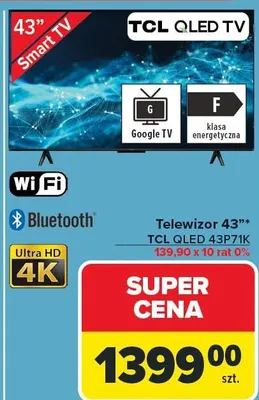 Telewizor 43" TCL QLED 43P71K promocja w Carrefour