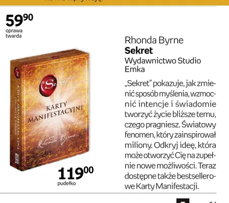 Karty manifestacyjne Sekret Rhonda Byrne Wydawnictwo Studio Emka promocja w Empik