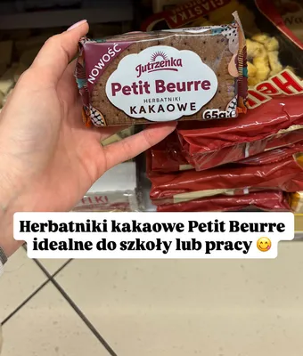 Herbatniki kakaowe Petit Beurre Jutrzenka promocja w Dino