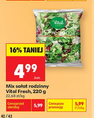 Mix sałat rodzinny Vital Fresh promocja w Biedronka