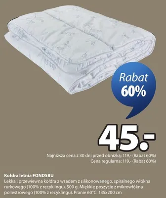 Kołdra letnia FONDSBU promocja w Jysk