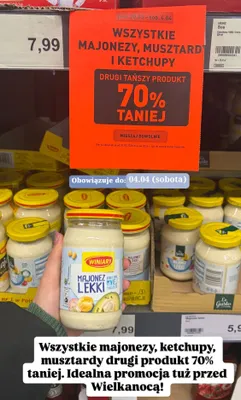 Wszystkie majonezy, musztardy i ketchupy promocja w Aldi