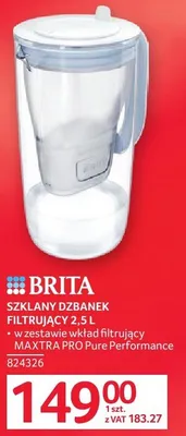 Szklany dzbanek filtrujący 2,5 l Brita Maxtra Pro Pure Performance w zestawie wkład filtrujący promocja w Selgros