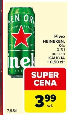 Piwo Heineken 0% puszka promocja w Carrefour Express