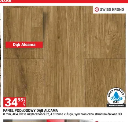 Panel podłogowy Swiss Krono Dąb Alcama 8 mm AC4 promocja w Merkury Market