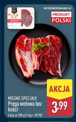 Pręga wołowa bez kości Mięsne Specjały promocja w Aldi