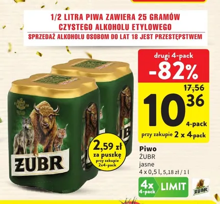 Piwo Żubr 4-pak promocja w Intermarche