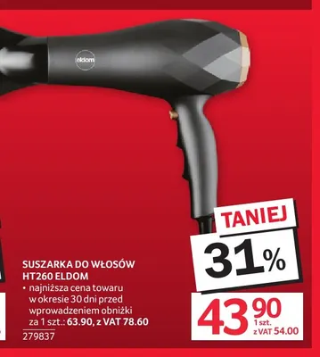 Suszarka do włosów HT260 Eldom promocja w Selgros