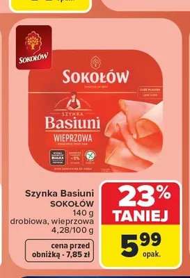 Szynka Basiuni wieprzowa Sokołów promocja w Carrefour