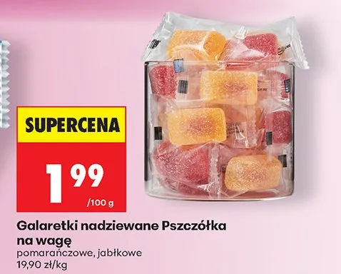 Galaretki nadziewane Pszczółka na wagę pomarańczowe, jabłkowe promocja w Biedronka