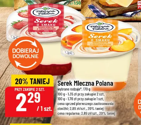 Serek o smaku waniliowym z brzoskwiniami Mleczna Polana promocja w POLOmarket