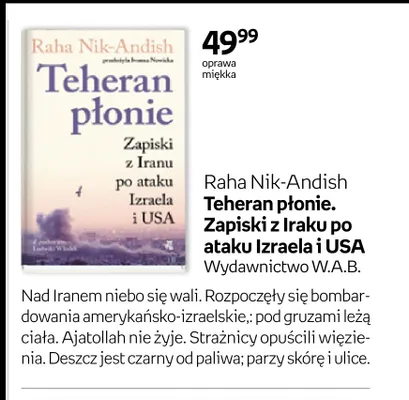 Książka Teheran płonie. Zapiski z Iraku po ataku Izraela i USA oprawa miękka promocja w Empik