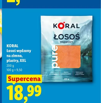Łosoś wędzony na zimno plastry XXL promocja w Lidl