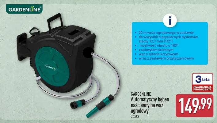 Automatyczny bęben naścienny na wąż ogrodowy promocja w Aldi