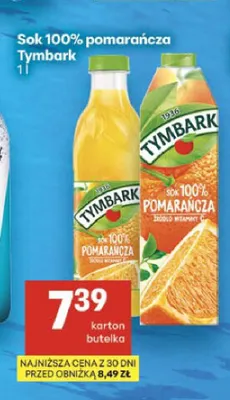 Sok 100% pomarańcza Tymbark karton promocja w Delikatesy Centrum