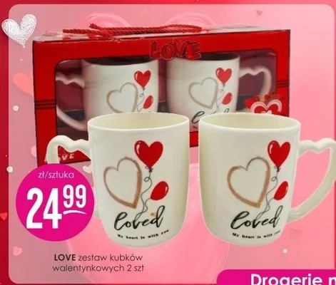 Zestaw kubków walentynkowych 2 szt. Love promocja