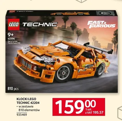 Klocki LEGO Technic 42204 Fast & Furious Toyota Supra Mk4 810 elementów promocja w Selgros