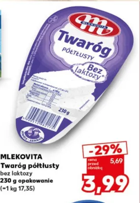 Twaróg półtłusty bez laktozy Mlekovita promocja w Kaufland