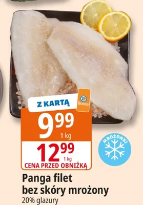 Panga filet bez skóry mrożony 20% glazury promocja w Leclerc