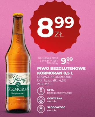 Piwo bezglutenowe Kormoran Jasny promocja w Duży Ben