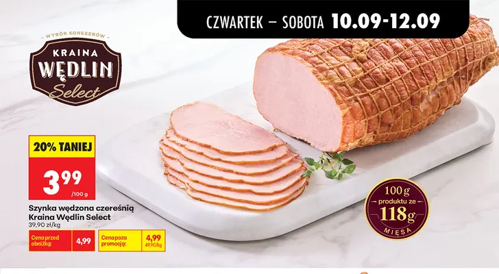 Szynka wędzona czereśnią Kraina Wędlin Select promocja w Biedronka