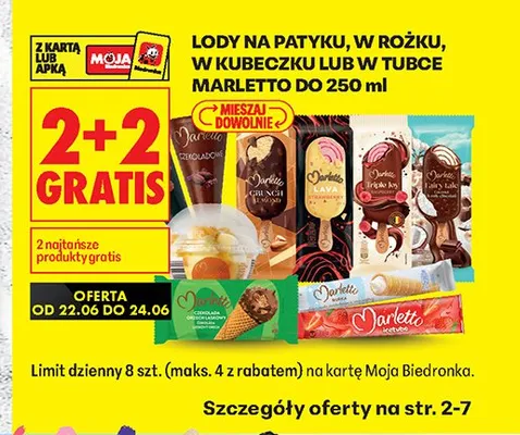 Lody w kubeczku Marletto promocja w Biedronka