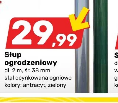Słup ogrodzeniowy dł. 2m, śr. 38mm antracyt promocja w Bricomarche