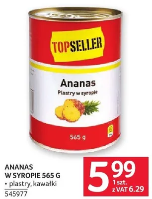 Ananas w syropie 565 g promocja w Selgros