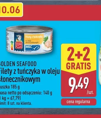 Filety z tuńczyka w oleju słonecznikowym Golden Seafood promocja w Aldi
