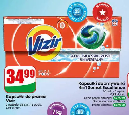Kapsułki do prania Vizir promocja w Dino