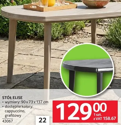 Stół Elise wymiary 90x73x137 cm dostępne kolory cappuccino, grafitowy promocja w Selgros