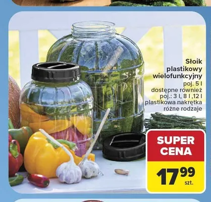Słoik plastikowy wielofunkcyjny z plastikową nakrętką 5 l promocja w Carrefour