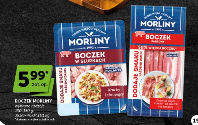Boczek w słupkach Morliny promocja w Groszek
