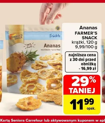 Ananas krążki Farmer's Snack promocja w Carrefour