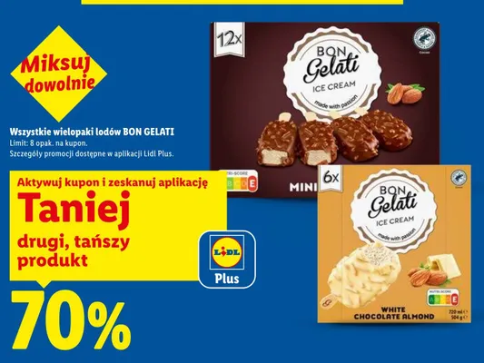 Lody White Chocolate Almond Bon Gelati 6-pak promocja w Lidl