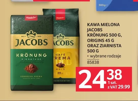 Kawa ziarnista Jacobs Origins promocja w Selgros