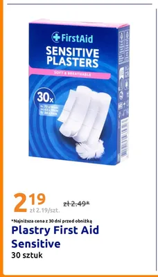 Plastry First Aid Sensitive promocja w Action