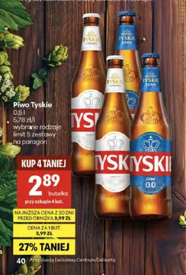 Piwo Tyskie promocja w Delikatesy Centrum