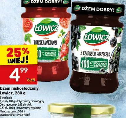 Dżem niskosłodzony Łowicz, 280 g promocja w Twój Market