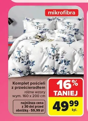 Komplet pościeli z prześcieradłem mikrofibra promocja w Carrefour