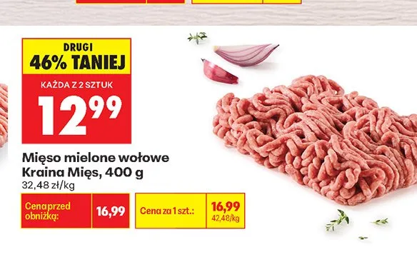Mięso mielone wołowe Kraina Mięs promocja w Biedronka