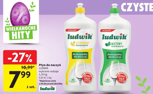 Płyn do naczyń cytrynowy lub miętowy promocja w Intermarche