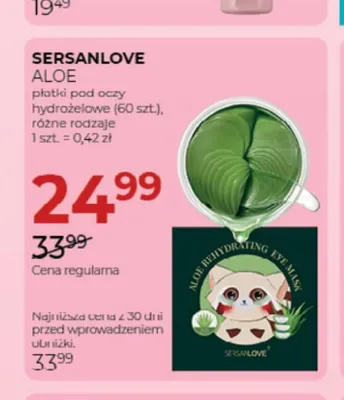 Płatki pod oczy hydrożelowe Sersanlove Aloe promocja w Drogerie Jawa