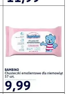 Chusteczki emolientowe dla niemowląt Bambino promocja w Blue Stop