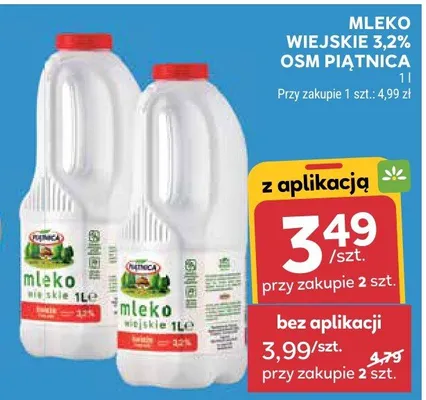 Mleko wiejskie 3,2% OSM Piątnica promocja w Stokrotka