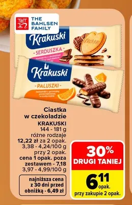 Ciastka w czekoladzie Krakuski promocja w Carrefour Market