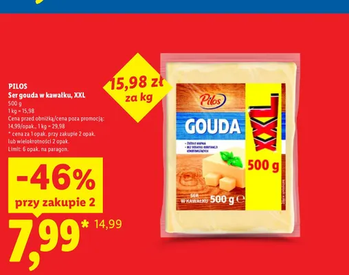 Ser gouda w kawałku XXL Pilos promocja w Lidl